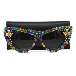 Luxury Women Crystal Rhinestone Cat Eye Sunglasses Fashion Oversized Vintage Sun Glasses Classic Party Gift Eyewear Gafas UV400