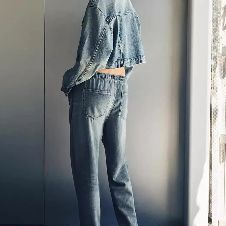 

Casual Cotton Denim Jaet ort Sle Women's Faion Streetwear New Arrival Autumn 2024 Pure Color Button Closure Long Sve