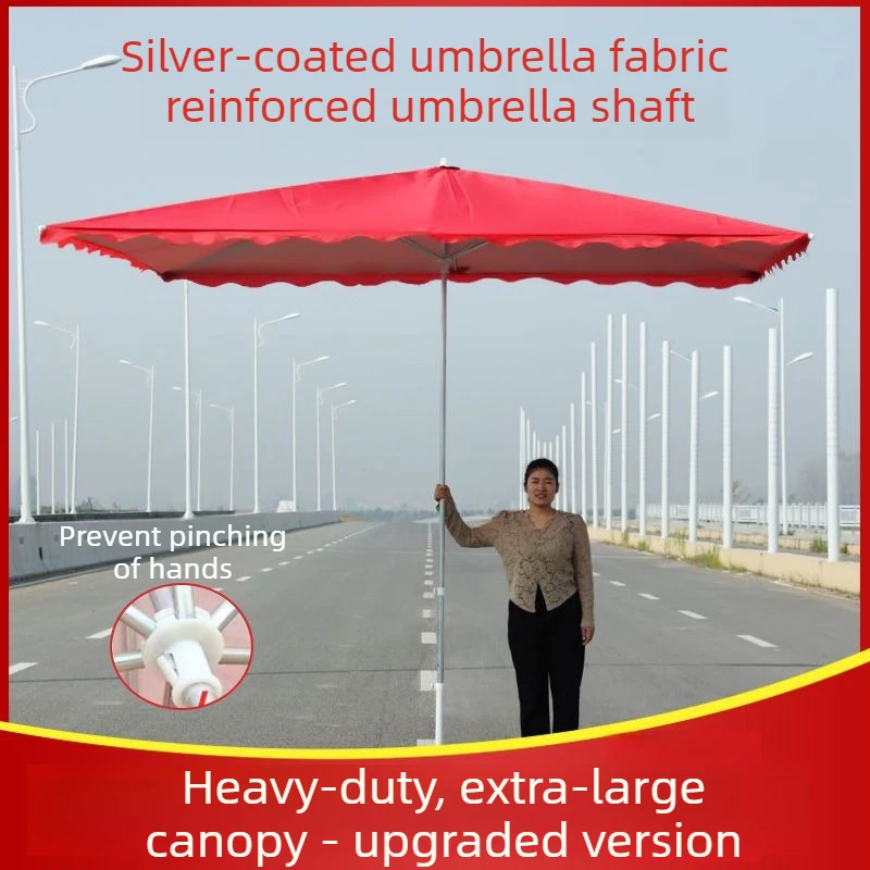 Outdoor Sunshade Umbrella Waterproof Retractable Patio Sunshade Umbrella Square Courtyard Car Stall Umbrellas with Base Fixator