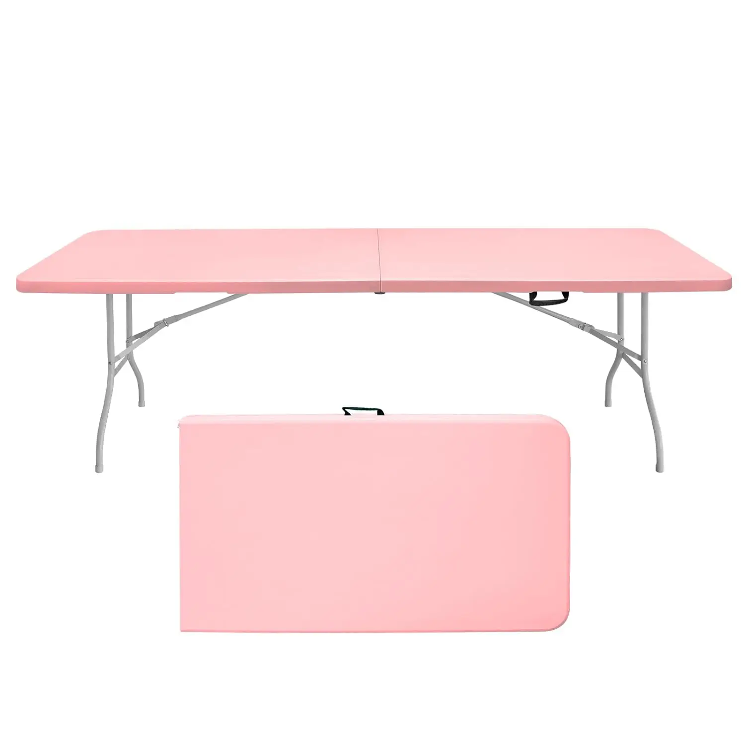 

8FT Adjustable Height Folding Plastic Table Portable Dining Camping Picnic Party Heavy Duty Foldable, Customized