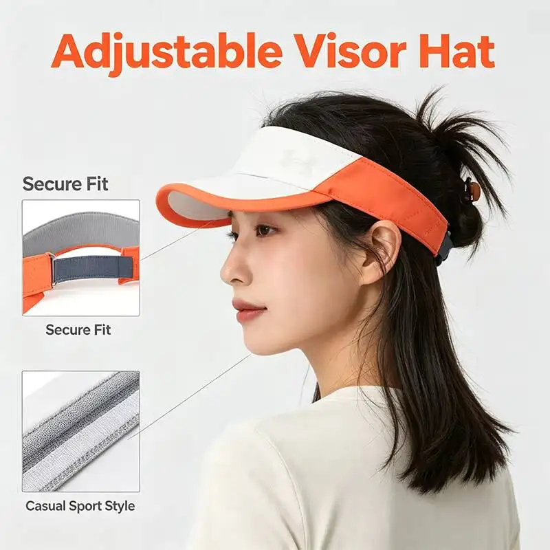 New Under Armour White Orange Sports Visor Hat Wide Brim Sun Protection Adjustable Lightweight Cap