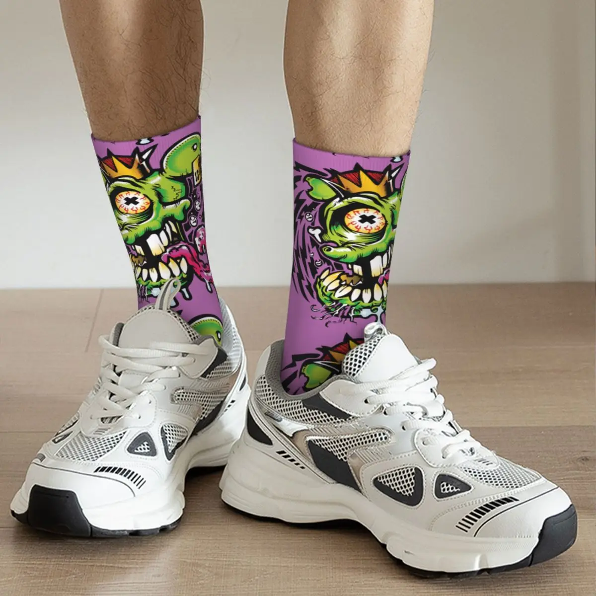 Funny Crazy Sock for Men Tongue Hip Hop Harajuku Tales of the Rat Fink John Goodman Happy Seamless Pattern Printed Boy Crew Sock