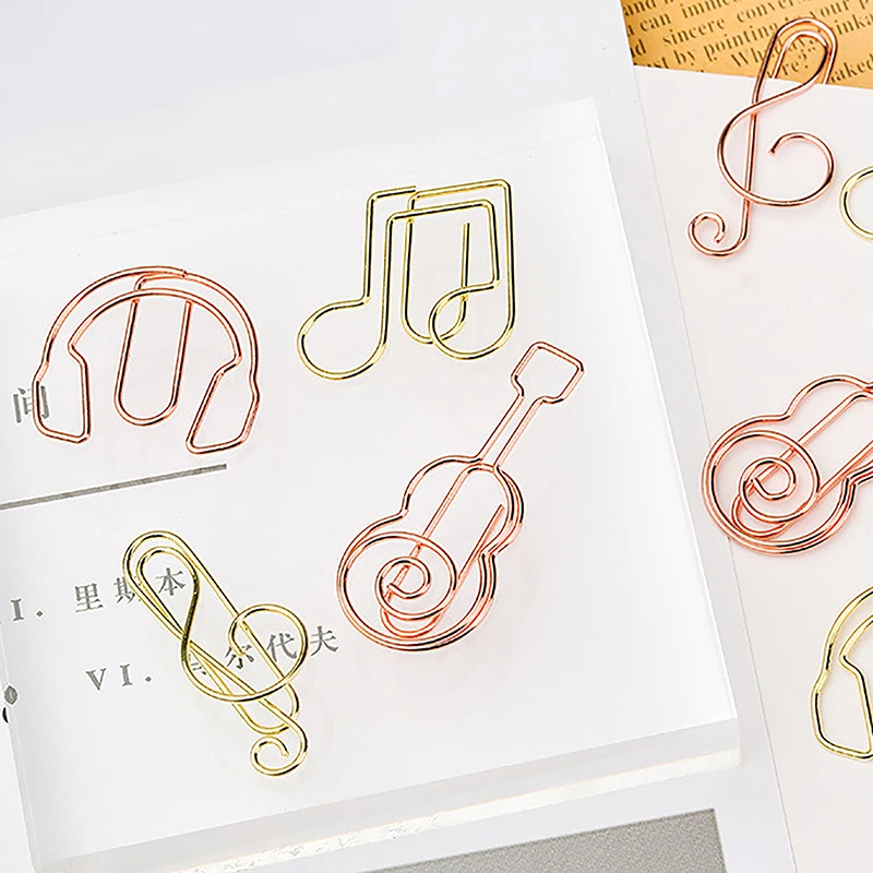 

10Pcs Creative Guitar Music Note Metal Paper Clips Earphone Shape Bookmarks Students Stationery Office School Binding Supplies