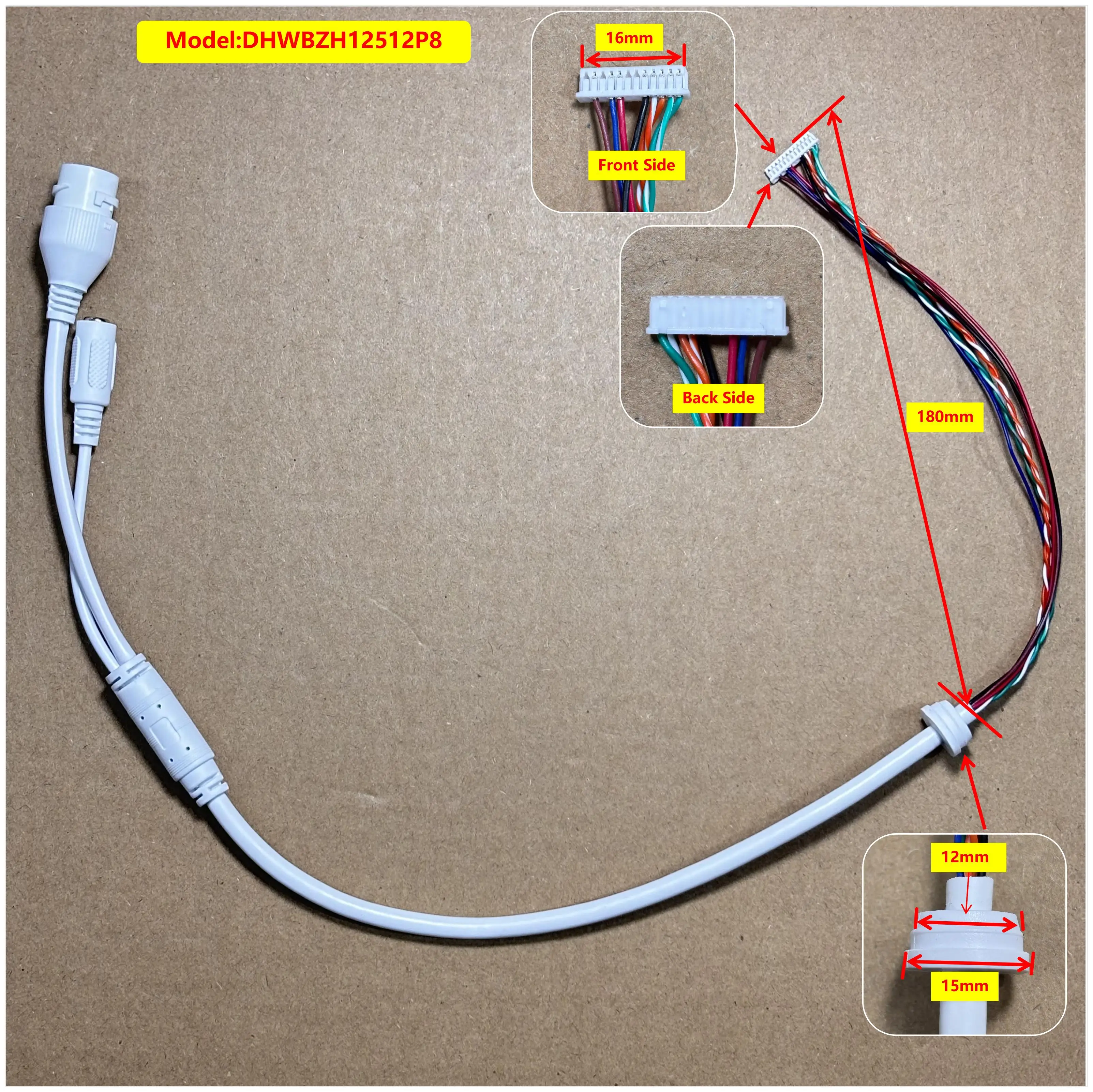 Câble Ethernet Lan PoE, câble réseau RJ45, 12 broches, 8 cœurs, pour caméra ip Dahua Bullet