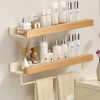 Estante de madera para sala de estar y baño, estante montado en la pared para baño, lavabo, estante de almacenamiento de pared, estante de cocina