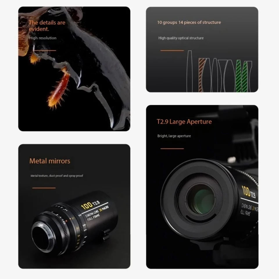 SGimage 100 مللي متر T2.9 2X عدسة ماكرو إطار كامل 2X التكبير دليل التركيز Cine عدسة لسوني A7S لايكا SL