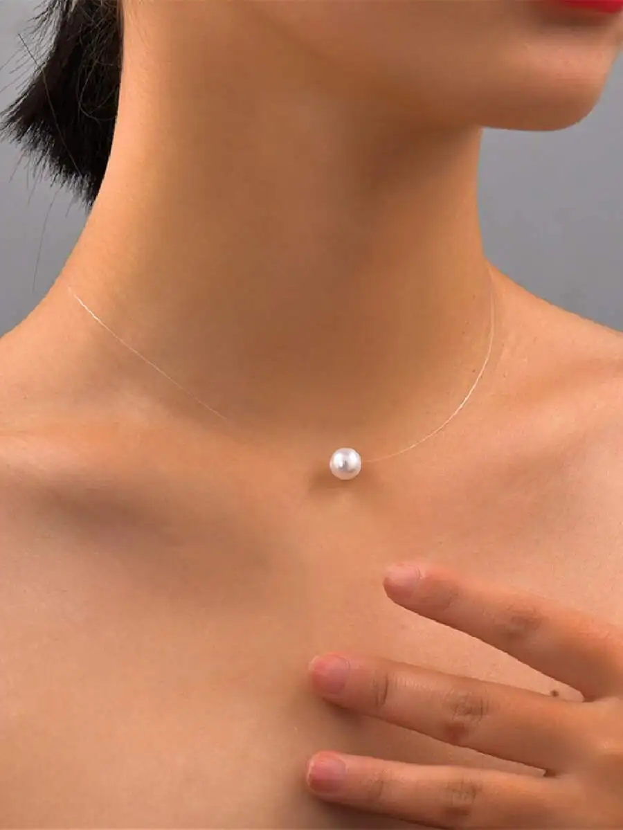 Women 1pc Glowing Acrylic Bead Pendant Chains Necklaces Daily Wear Fashion Decoration Necklace Elegant Luminous Pendant Chain Jewelry For Everyday Outfit Accessory