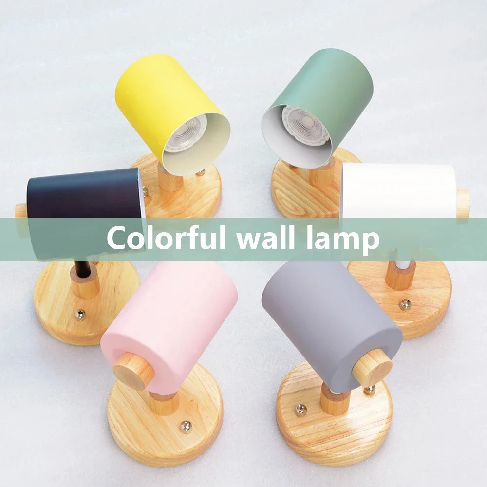 Nordic LED Wall Lamp Minimalist GU10 Wooden Base Light For Bedroom Bedside Living Room Study Bar Indoor Illumination Fixtures