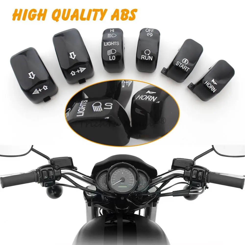 6 stks Motorcycle Handschakelaar Behuizing Caps Knop Cover Voor Harley Sportster XL 1200 883 Dyna Softail Fat Boy FLHR FLHRC