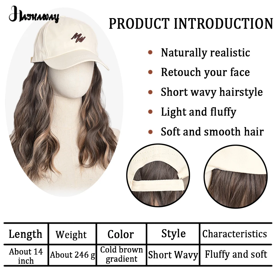 Synthetic Hat Wig New Hat Wig Fashion Online Celebrity Highlights Short Curly Hair Wig Female Full Head Party Daily Wear Hot Wig