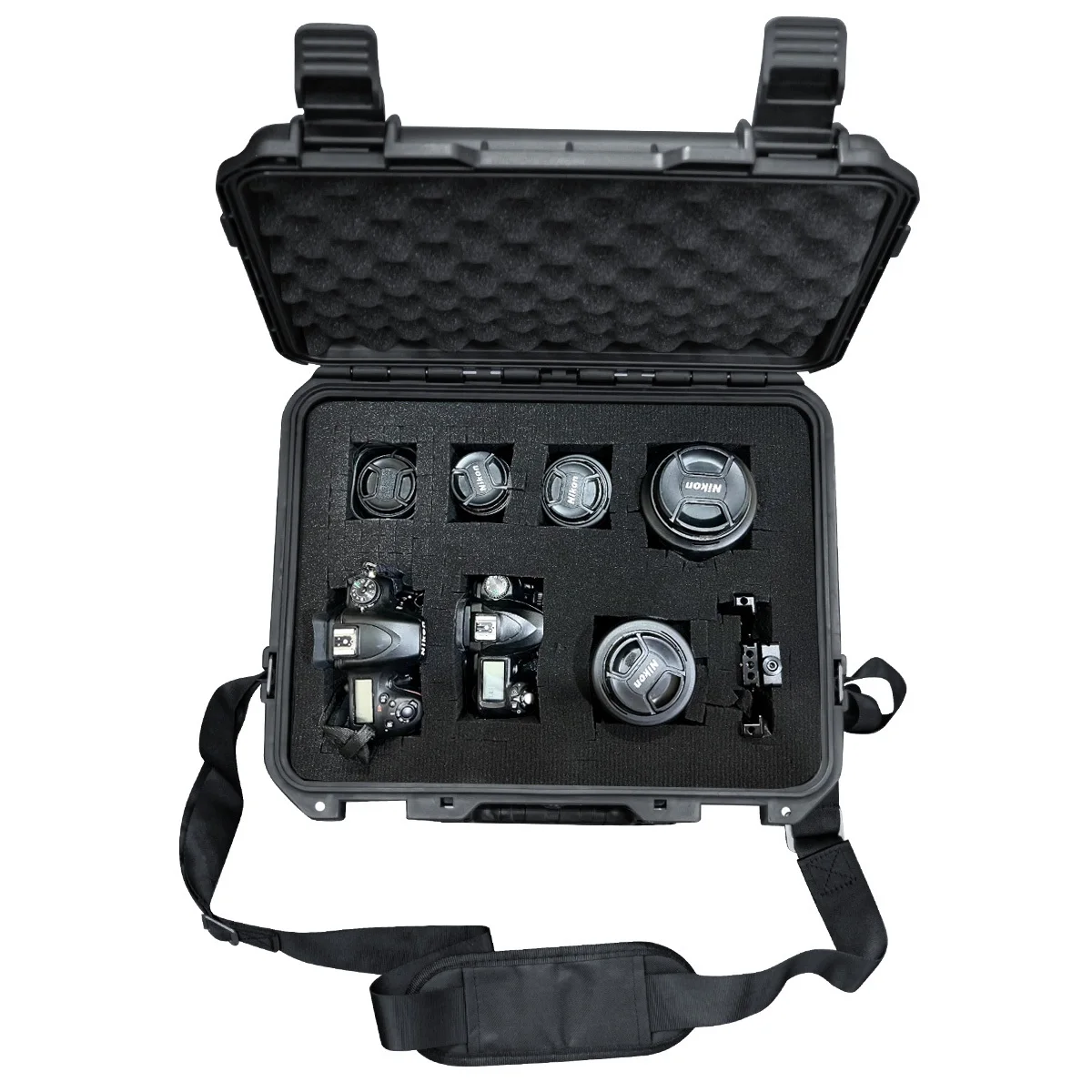 Equipment Hard Case with Pre-cut Sponge and Single Crossbody Strap, for Camera Photography Safety Toolbox Portable Case Suitcase