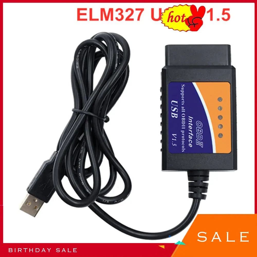 

OBD2 Code Scanner USB ELM327 V1.5 Support OBD2 Protocols ELM 327 USB V1.5 Car Diagnostic Cable For Windows 7 8 XP System