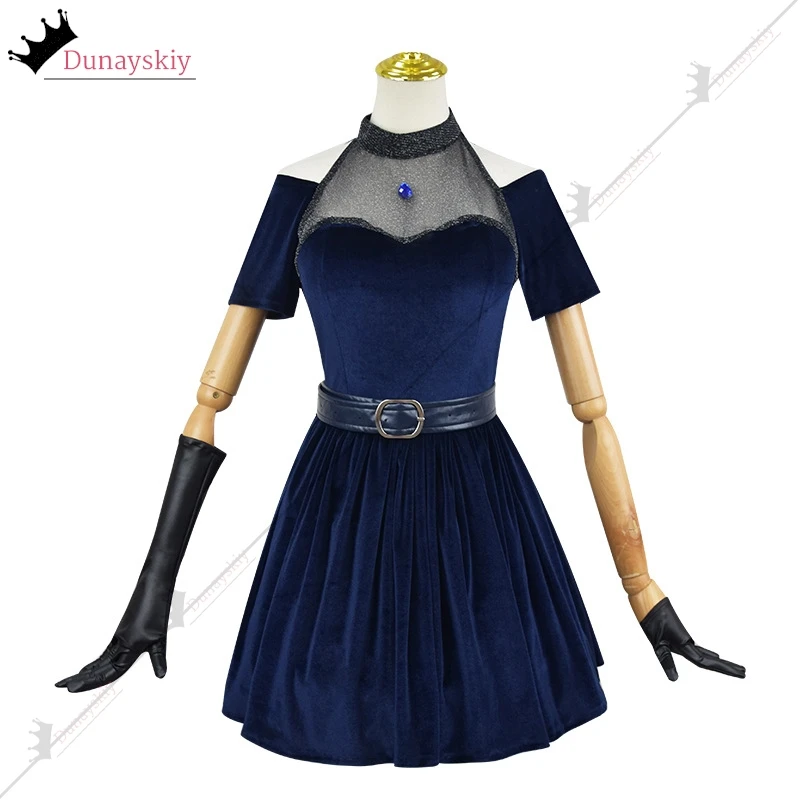 Mizi 퍼플 가운 원피스 코스프레 의상, 애니메이션 외계인 무대 롤 플레잉 핑크 그라데이션 블루 가발 헤어 세트, 2025 애니메이션 파티 코스용