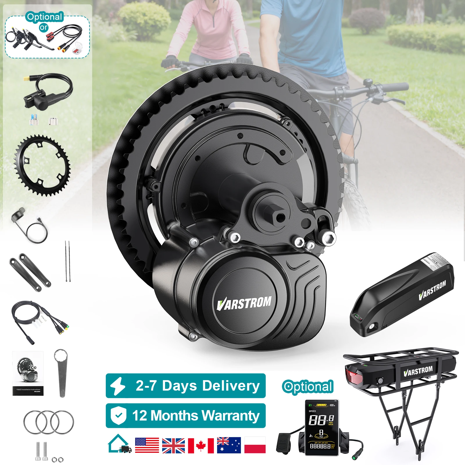 Tongsheng 48V 500W 750W 1000W Torque Sensor EBike Conversion Kit Varstrom TSDZ2B TSDZ8 TSDZ16 Mid Drive Motor Kit80N.m 140N.m 160N.m Powerful High Torque Electric Bicycle Motor Engine for Commuter City Bike Hill Climbing Road Mountain City Bike 68-73mm