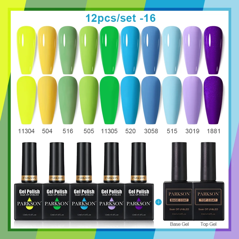 باركسون 12 قطعة جيل للأظافر مجموعة طلاء الأظافر الوردي الأخضر الربيع لتقوم بها بنفسك مسمار الفن تصميم طويلة الأمد نقع قبالة الأشعة فوق البنفسجية هلام مانيكير جل فيرنيس كيت