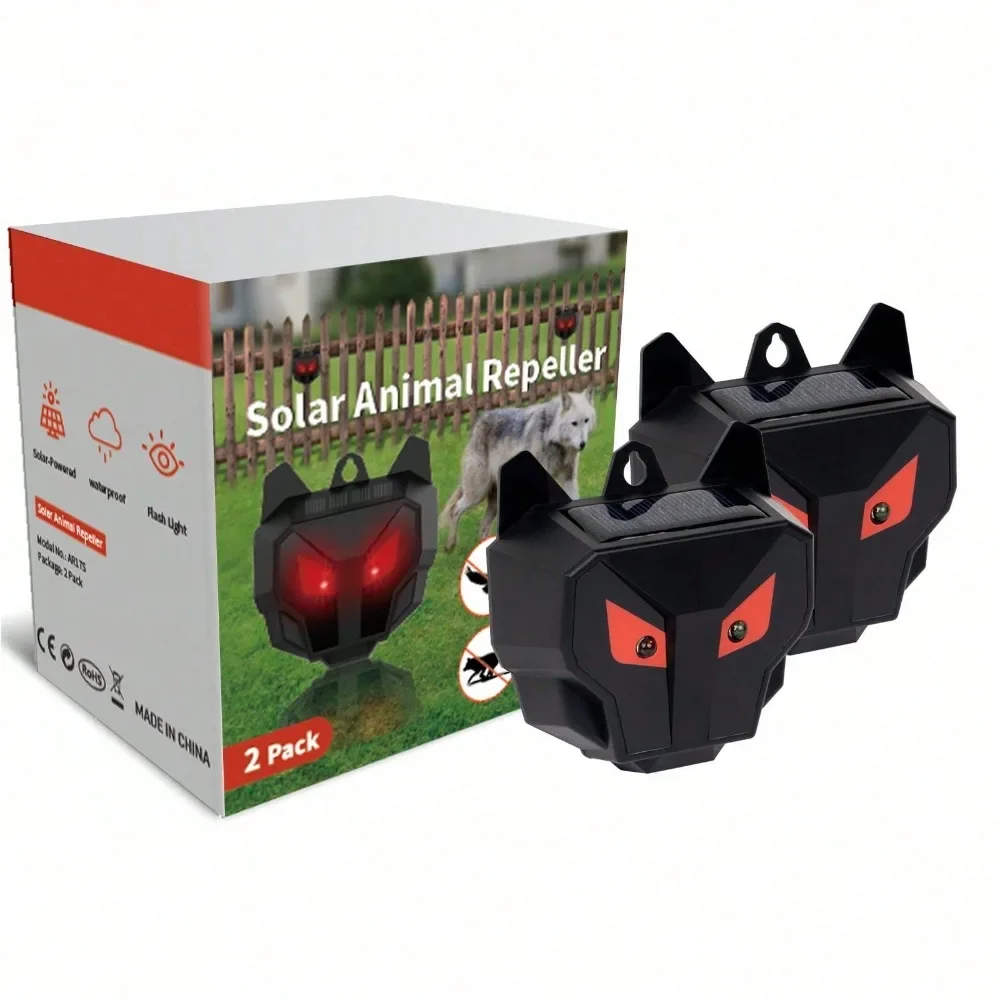 

2pc/4pcs Pack Solar Nocturnal Animal Repeller Outdoor, Predator Deterrent with Red Lights, Wild Animals Repellent