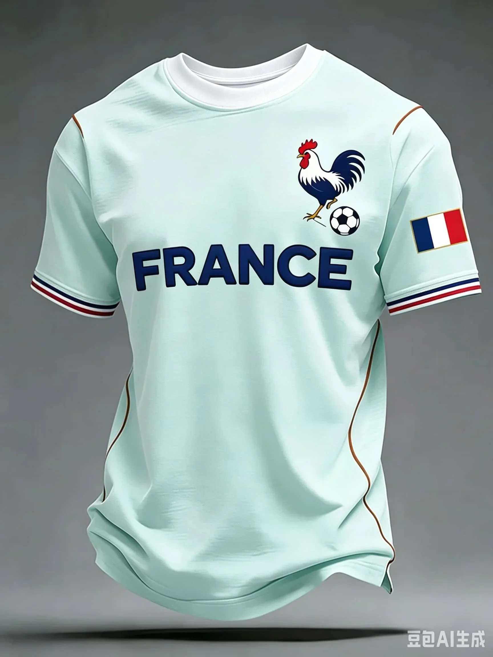 Neues Herren 3D Frankreich Hahn T-Shirt, Bedrucktes Kurzarm-Fußballtrikot der französischen Nationalmannschaft, Sommer Casual Flaggen-Streetwear-Oberteil – Detail 3