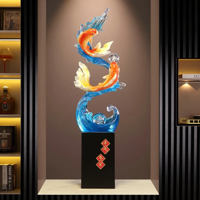 Wind And Water Rise Every Year,There Are Fish,Art Sculptures,Decoration,Resin Luxury Living Room,Entrance Decorations,Gift