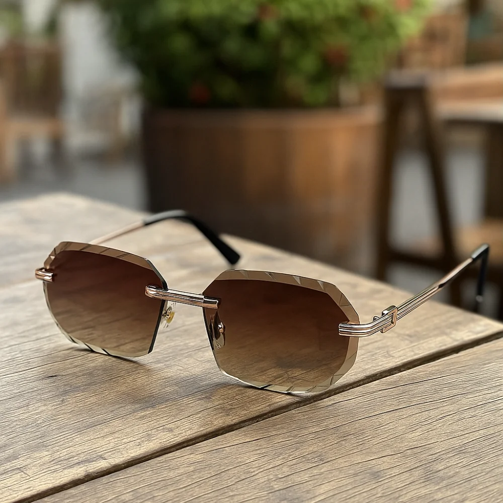 

Винтажные солнцезащитные очки без оправы UV 400, квадратные металлические мужские солнцезащитные очки в корейском стиле, очки для вождения в стиле панк, унисекс