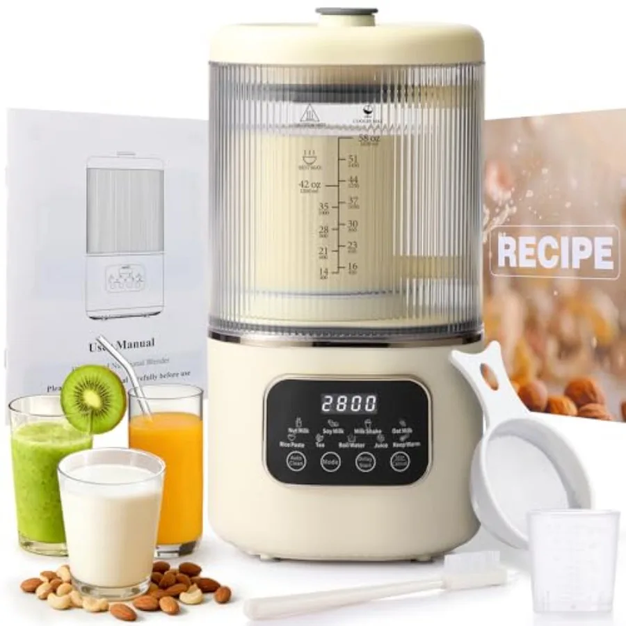 10 in 1 Nut Milk Maker Machine 58oz Auto Soy Milk Maker with 20 Blades LED Display Nut Milk Maker with 24H Delay Start 12H Keep