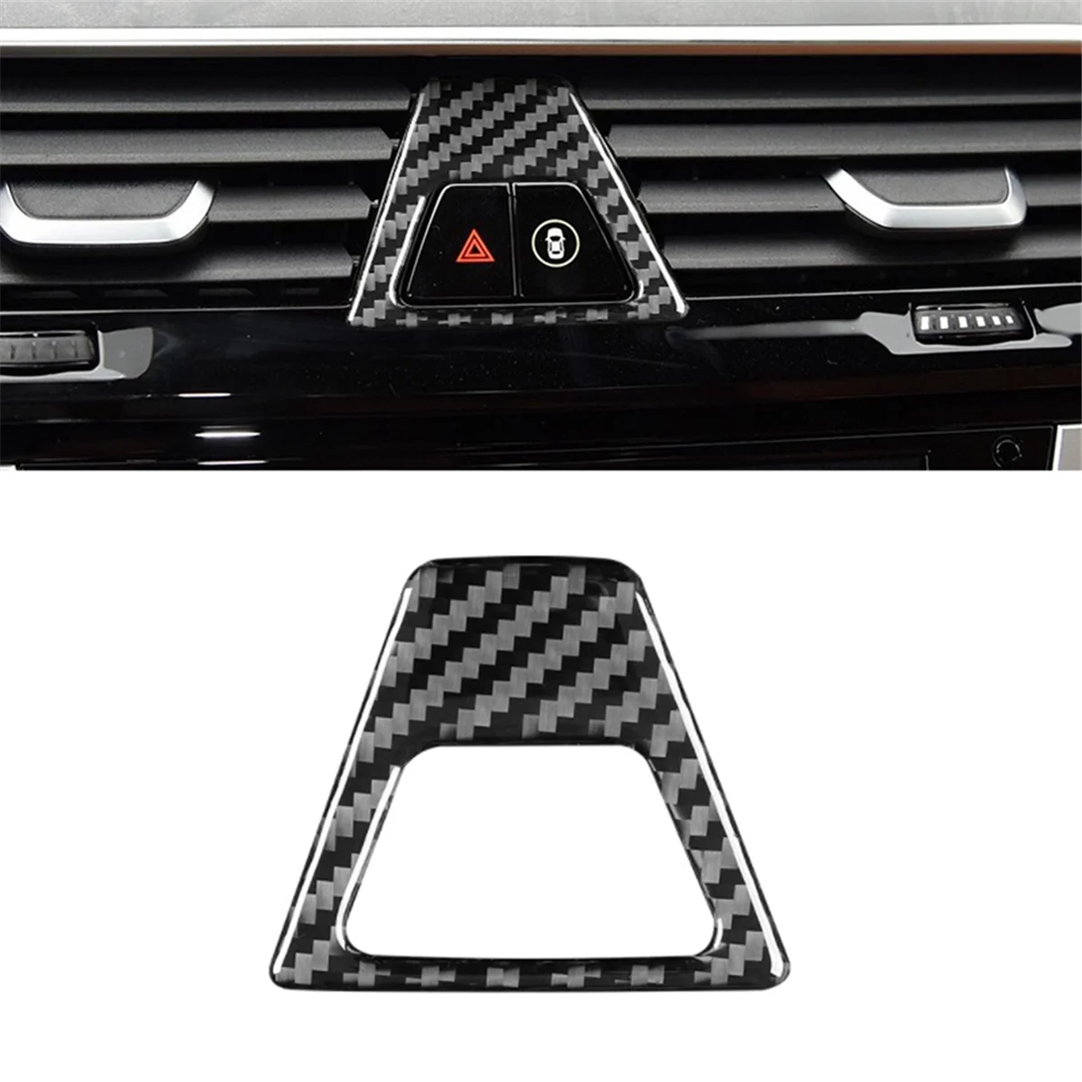 For BMW 5 Series G30 G38 2018-2021 Carbon Fiber Car Central Control Warning Light Button Trim Cover Interior Accessories