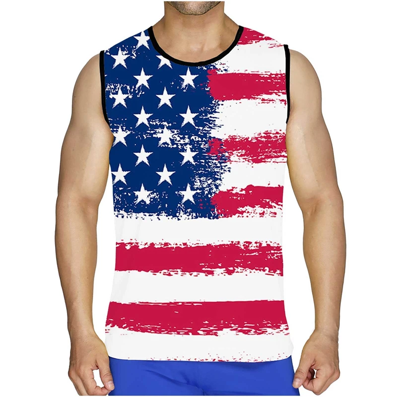 USA American Flag 3D Printed Tank Tops Men's Casual Fashion Streetwear Oversized Sleeveless Tank Top Gym Male Vest Man Clothing