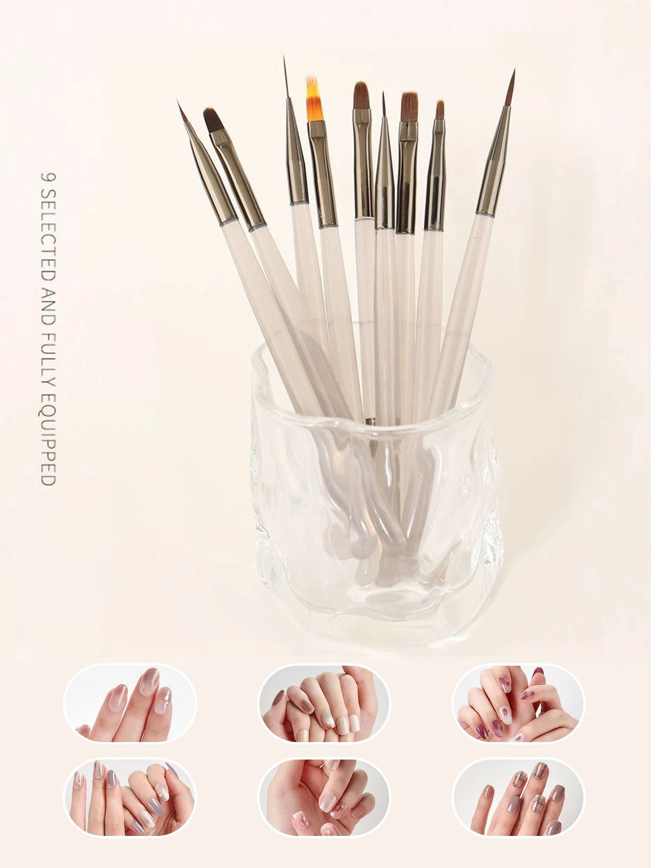 9 개의 네일 아트 브러쉬 드로잉 라인 1 세트 작은 데이지 유니버설 컬러 페인팅 파인 그라디언트 조각 블렌딩 페인팅 펜