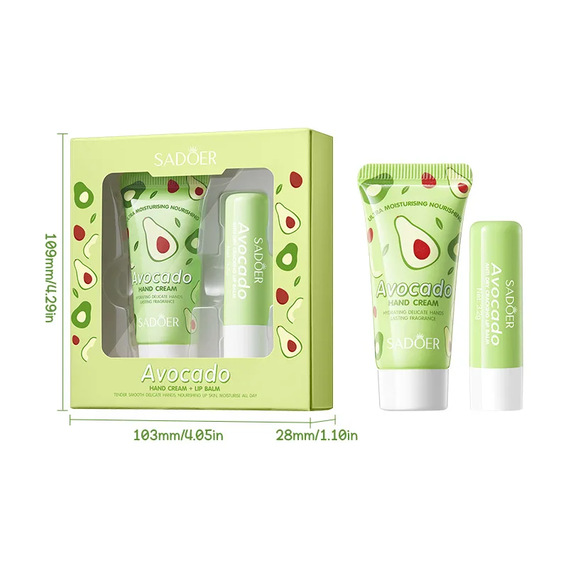 Recommend SADOER Avocado Nourishing Hand Cream Lip Balm Set Autumn/Winter Hand Cream Lip Balm