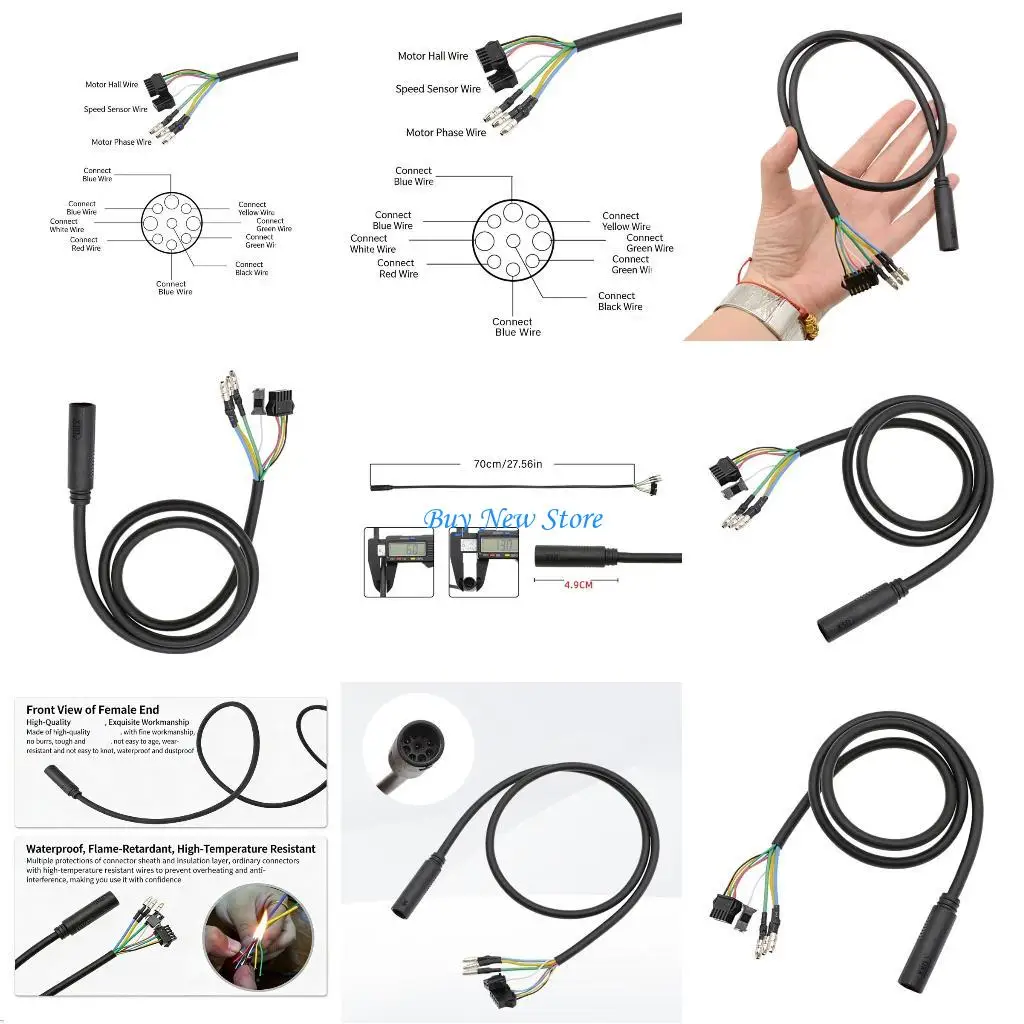 

20CE 9Pin Electric Bike Motor Cable Extension Line Electric Bike Motor Extension Line