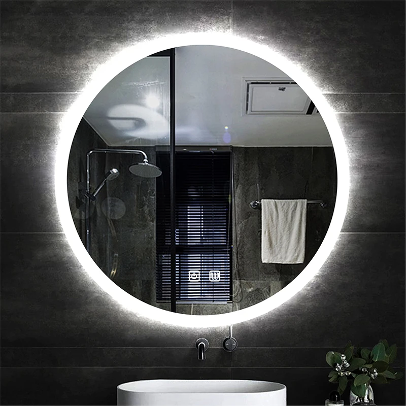 

70cm Round Smart Wall Mounted Bathroom Mirror WIth Light Anti-fog LED Makeup Mirror Backlight Mirror Touch Dimming Vanity Mirror