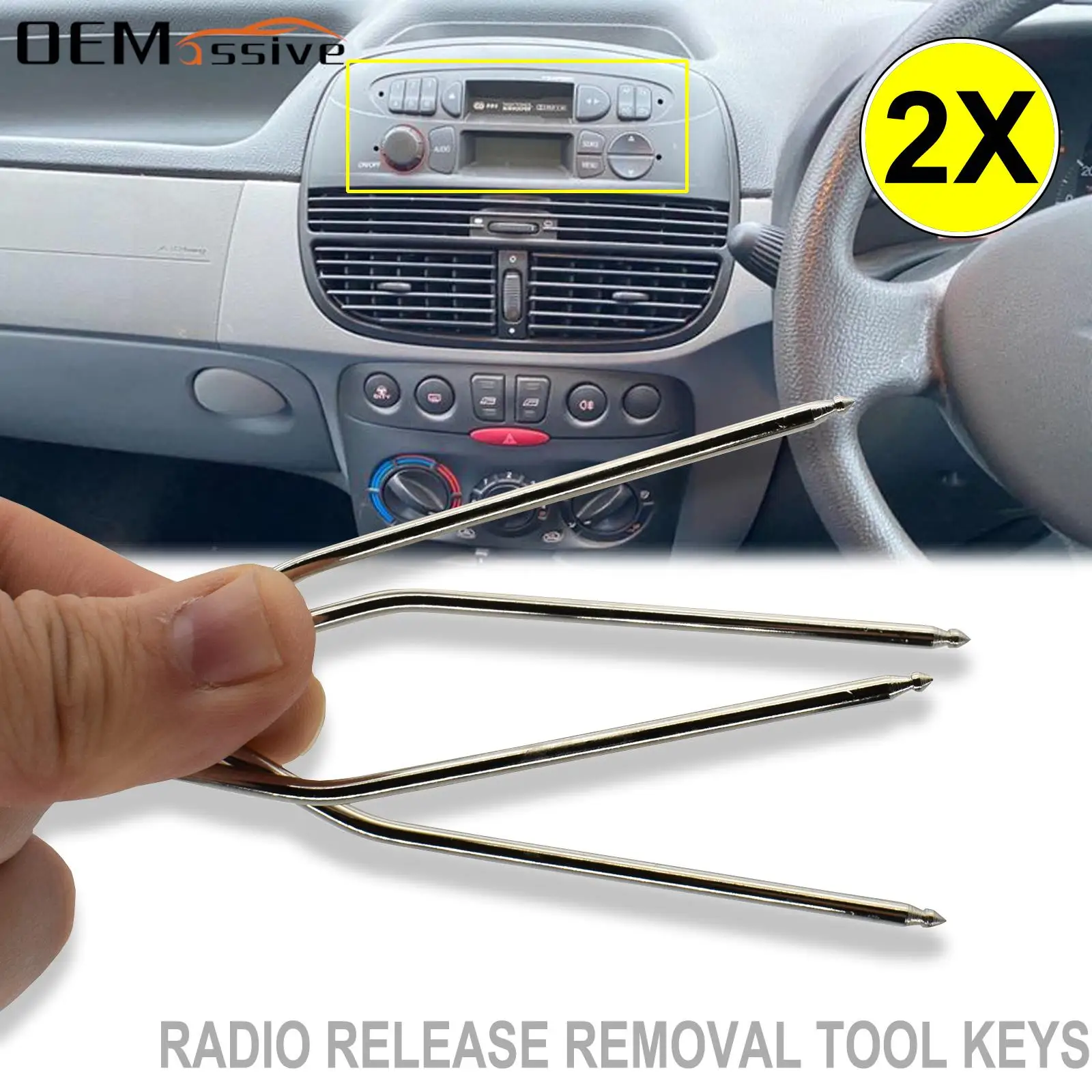 2pcs For Ford Peugeot Fiat Renault Radio Stereo CD Removal Release Tool Extractor Key Car Head Units Tools Accessories