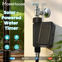 MoesHouse Tuya US WiFi Solar Power Water Timer Meter IP65 Waterproof Brass Inlet With Soil Temperature Humidity Sensor Detector