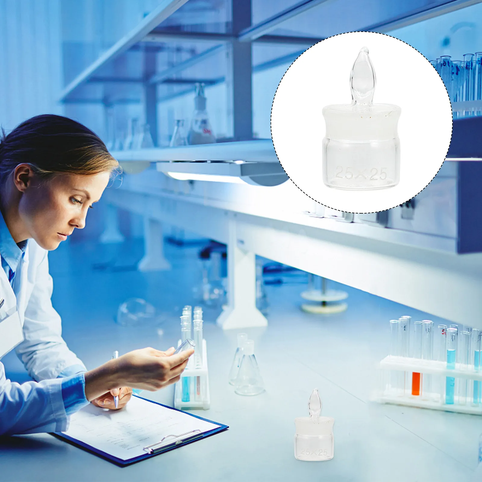 5Pcs Glass Weighing Bottles Simple Generous Design Easy to Use Weighing Bottles for Lab Experiment Chemistry Teaching Tool