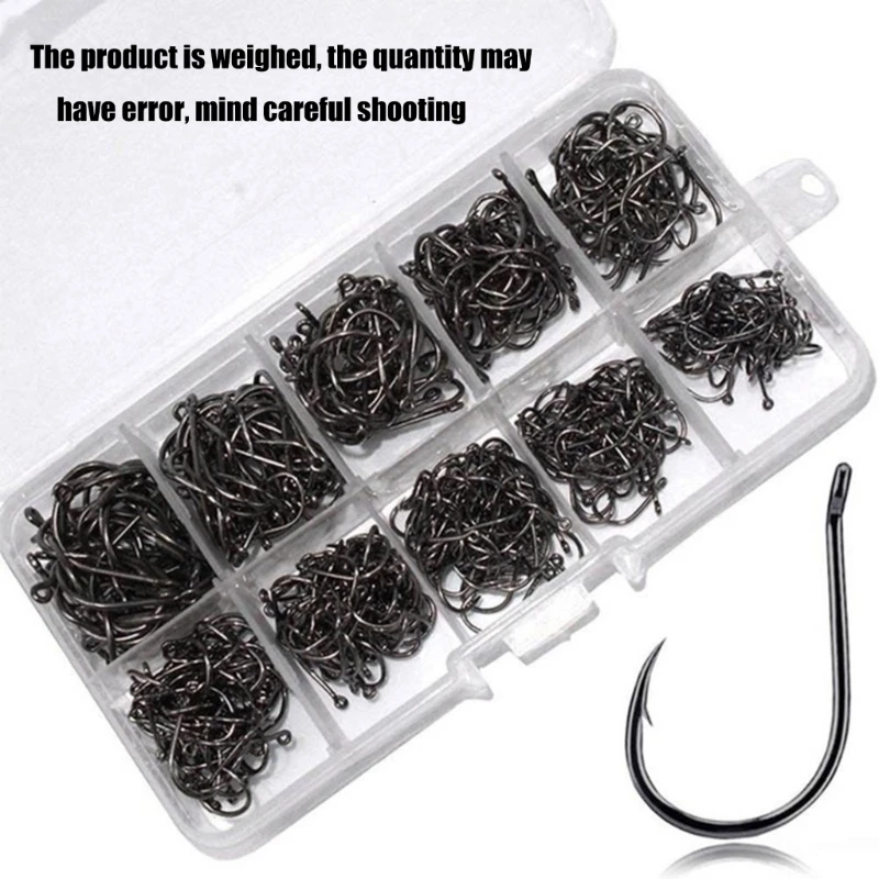 100/500Pcs Carbon Steel Fishing Hook Eyed Fish Hook Corrosions Resistant Carp Circles Hook Fishing Accessories Enduring