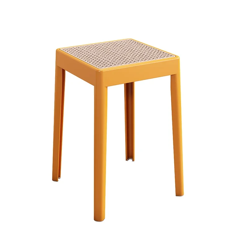 

Nordic Rattan-like Home Stool Plastic Thickened Stackable Adult Living Room Dining-Table Chair Adult Spare High Stool furniture