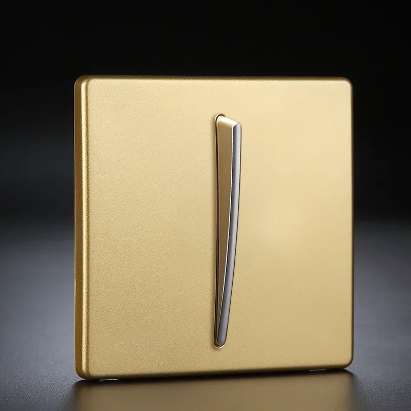 Home Improvement Wall Lamp Switch Panel Personality Fashion Golden 2 Way Dual Control 86 Type Push Button Switch