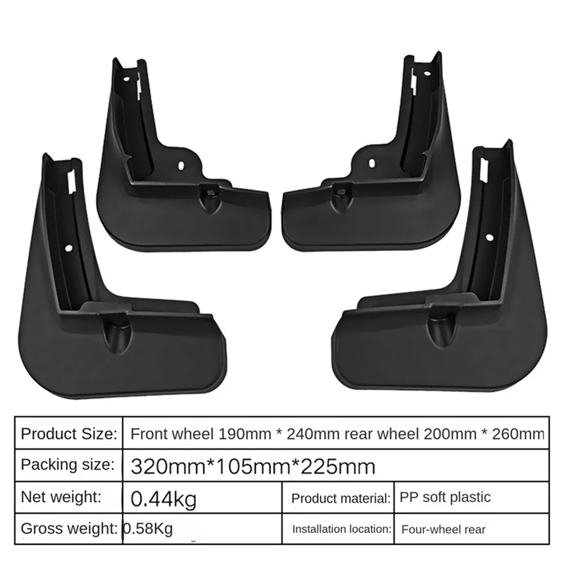 8Pcs Car Mud Flaps For BYD Dolphin EA1 2021-2022 Mudguards Fender Mud Guard Flap Splash Flaps Accessories