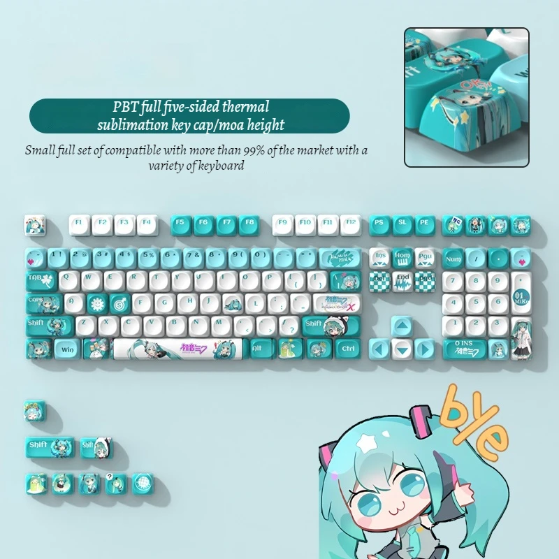 Cute Cartoon Keycaps Moa Height Pbt Thermal Sublimation Keyboard Keycaps Customized Full Set Of Game Keycaps Holiday Gifts