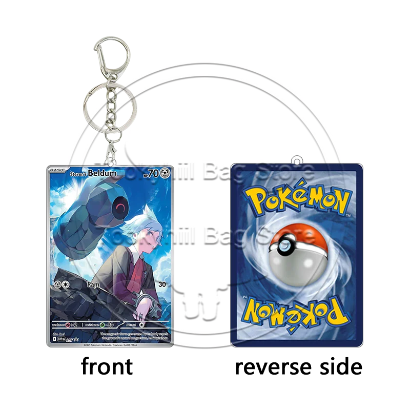 PTCG Mimikyu Acrylic Keychain Cards Mew Ex Mewtwo Snorlax VanGogh Hat Collection Pocket Monster Keyring Pendant Birthday Gift view 4