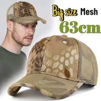 Big Size Camouflage Mesh Baseball Caps Tactical Sport Adjustable Snapback cap Mountaineering Peaked Hats Outdoor Breathable Hats