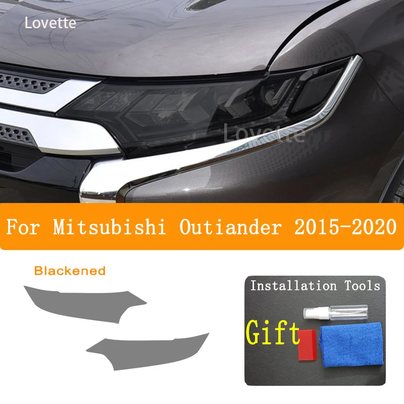 For Mitsubishi Outlander2015-2020 Car Headlight Protective Film Restoration Transparent Black TPU Sticker  Accessories