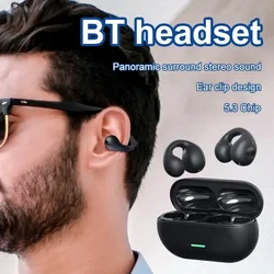 NEW Bluetooth 5.3 Wireless Bone Conduction Headphones T75 Clip Ear Music Noise Canceling Headset HD Call Sports Gaming Earphone