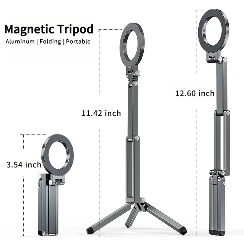 

Штатив для телефона, магнитный, портативный, складной, вращающийся на 360°, для видеоблогов, видеосъемки, ручная палка для селфи, алюминиевый держатель-подставка