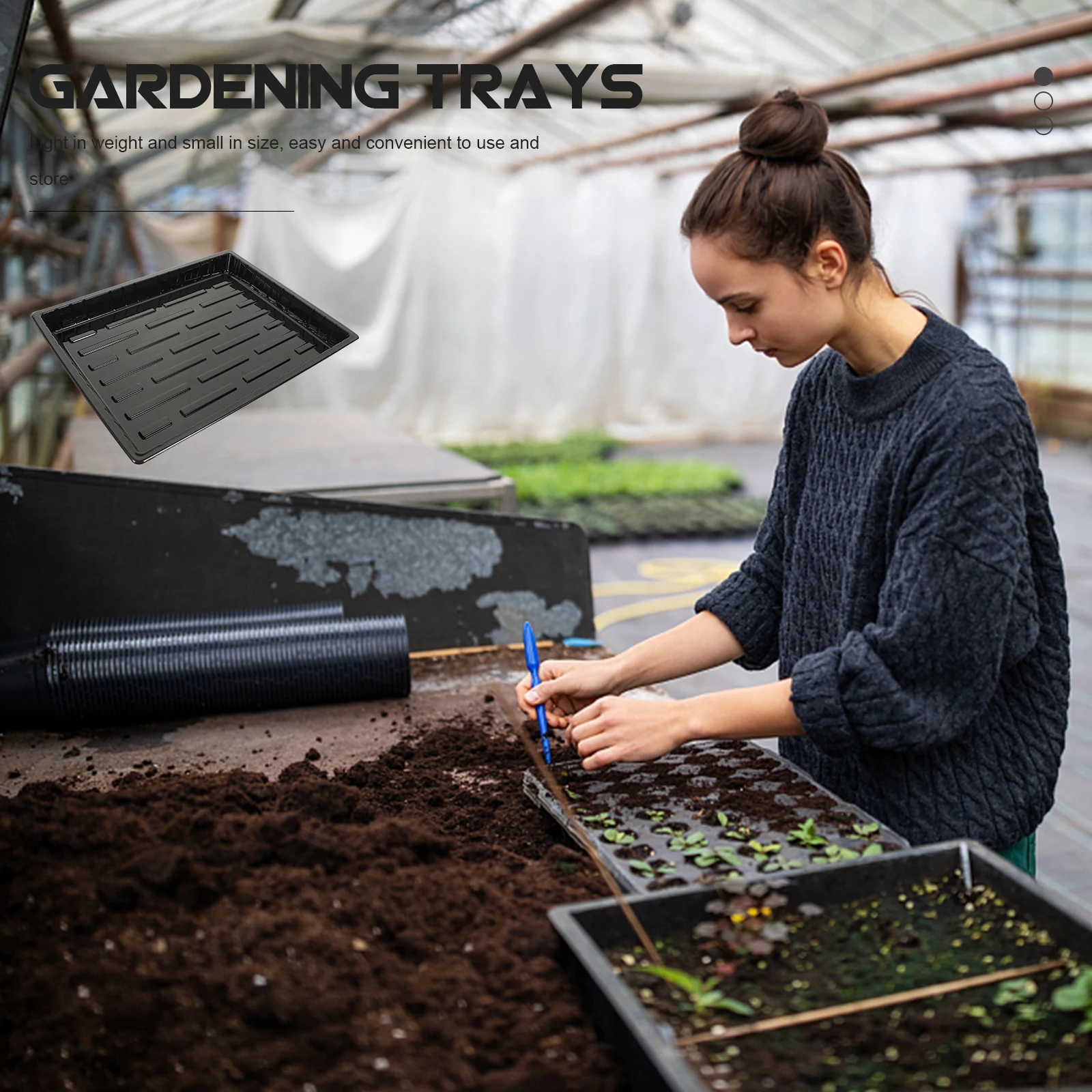 

5Pcs No Holes Design Gardening Trays Durable Easy Clean Flat Growing Trays Nursery Sowing Tray Without Holes Plant Growing Tray