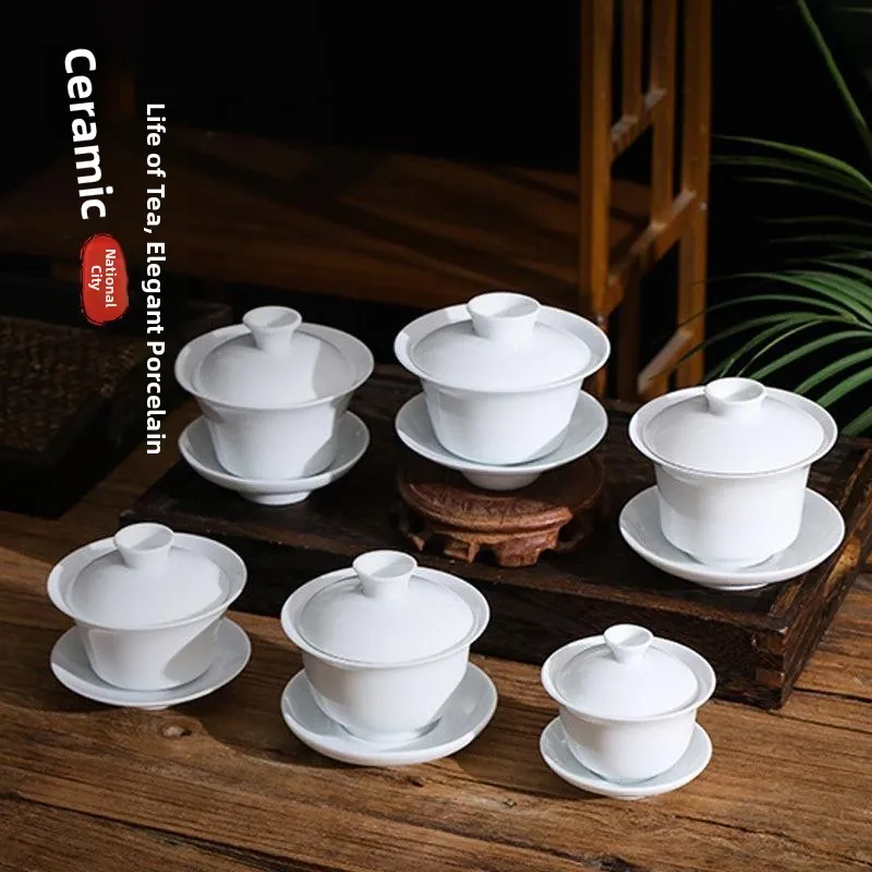 

Yulan Porcelain Gongfu Tea Set Simple Home Use Tea Ceremony Tea Cups Cover Bowl Tea Pot Whole Set Cerc Tea Utensils