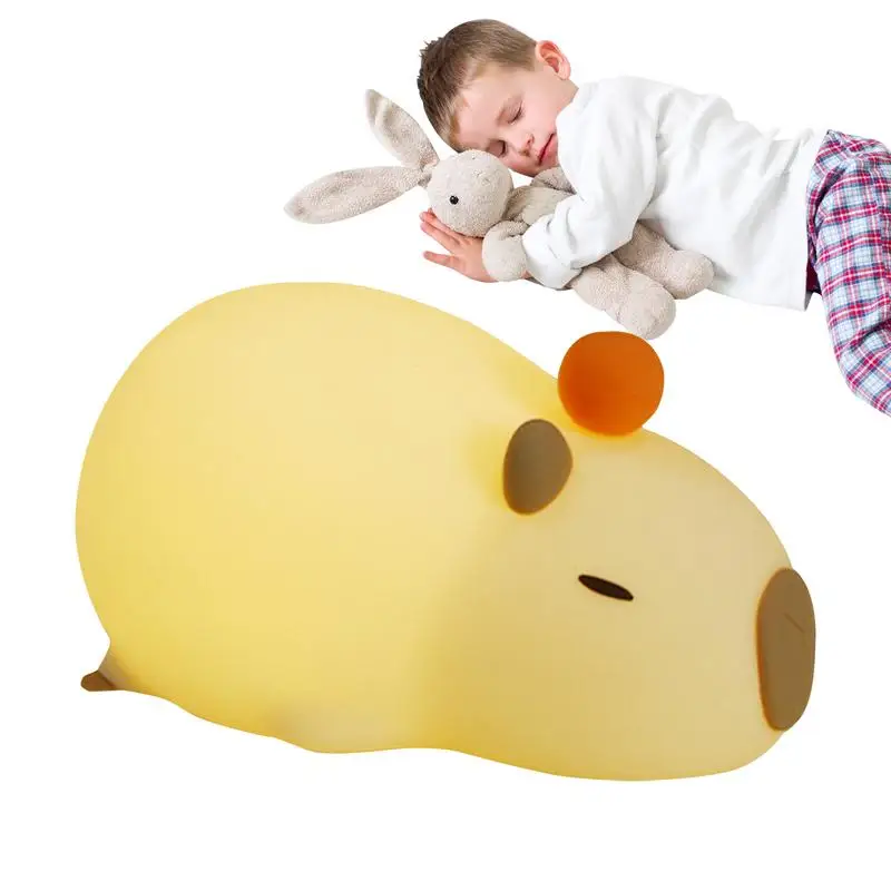 

Nursery Night Lights Rechargeable Cute Capybara Animal Bedside Lamp Table Decoration Silicone Lights Adjustable Brightness &