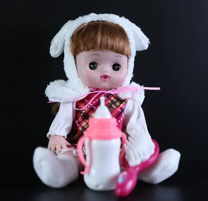 Cute Reborn Baby Dolls para meninas, música eletrônica sonoro, boneca princesa menina, cante música, boneca recém-nascida, figuras modelo, presente, 28cm, novo