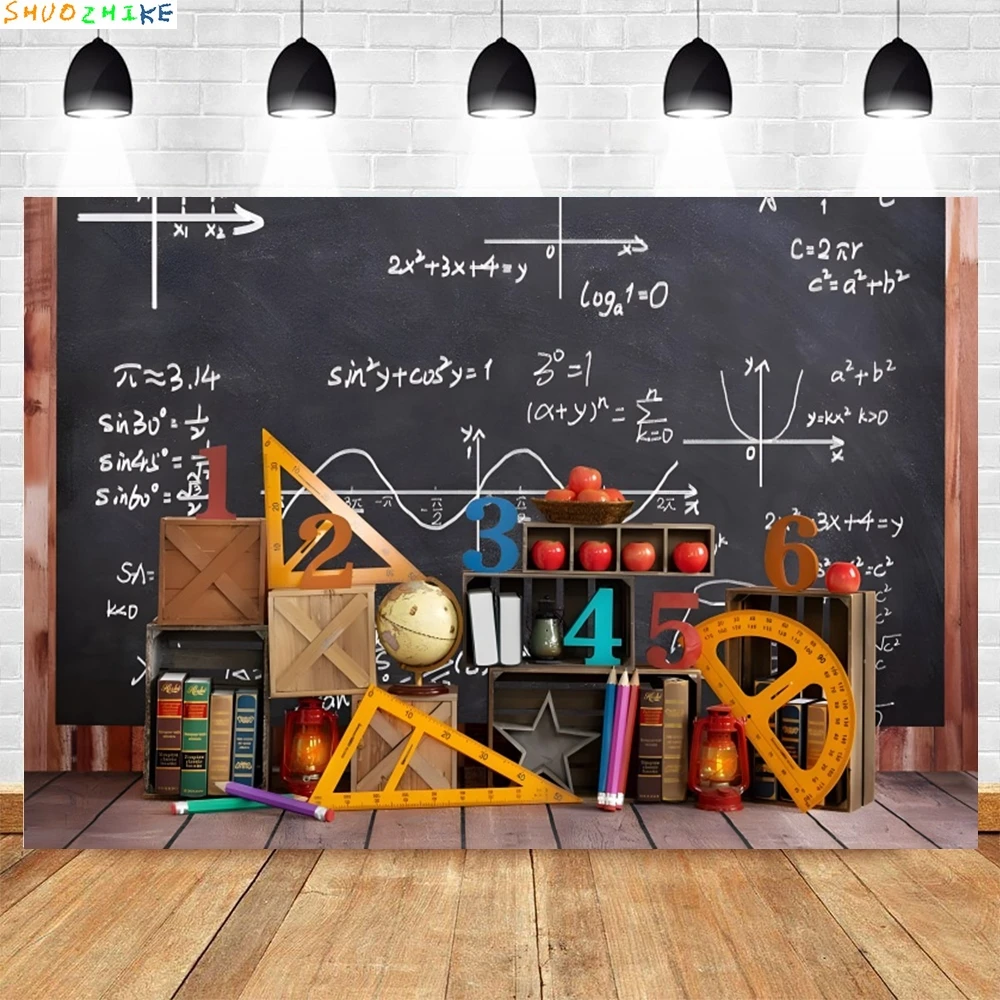 مرحبًا بكم في العودة إلى المدرسة التصوير الفوتوغرافي خلفية السبورة للأطفال حفلة المدرسة حافلة قلم رصاص السبورة صورة خلفية كابينة تصوير #2