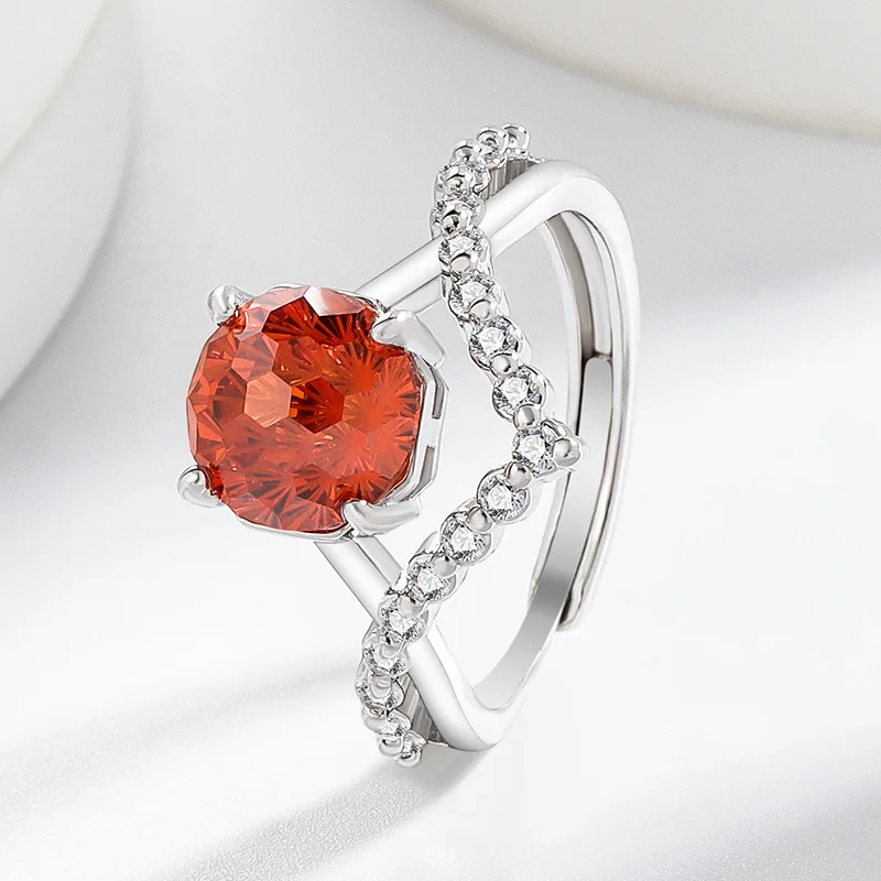 925 Sterling Silver Millennium Cut Bright High Carbon Diamond V-Crown Ladies Ring