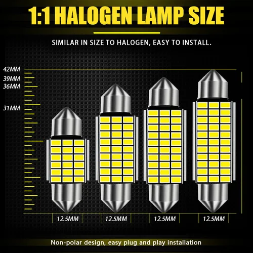 Imagen 2 del producto 1x C10W C5W LED Canbus festón 31mm 36mm 39mm 42mm para bombilla de coche luz de lectura Interior lámpara de placa de matrícula blanco Error libre